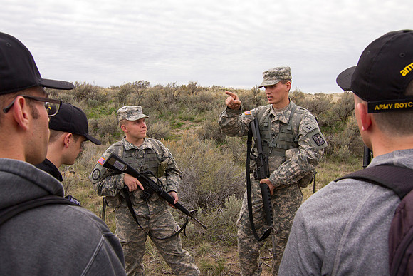 ROTC Cadets go out to the field at Beaver Dick Park to conduct a recon mission.