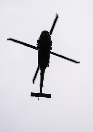 ROTC cadets get the opportunity to fly in a Blackhawk helicopter to their training site.