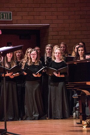 The Brigham Young University-Idaho choirs and ensembles perform in a concert together.