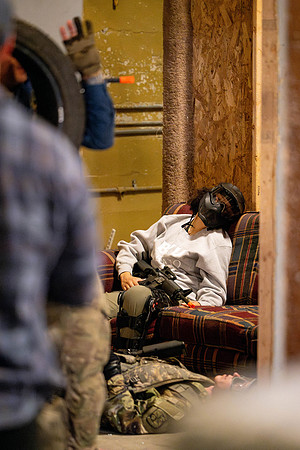 ROTC practices military tatics in an Advantage Airsoft facility.