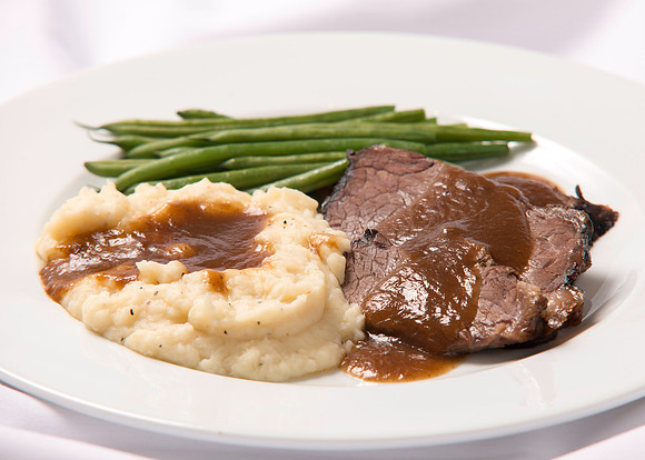 BYU-Idaho Catering Food Service menu item: Roast Beef, Mashed Potatoes with Gravy and Green Beans