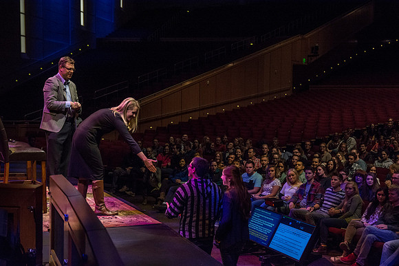 The Gilberts play a getting-to-know-eachother game with the audience to get things warmed up.