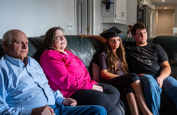 Graduate, Kathleen Whittier watching BYU-Idaho Commencement - July 2021