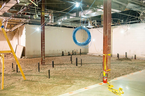 Construction happenning next to the gym in the Hart Building