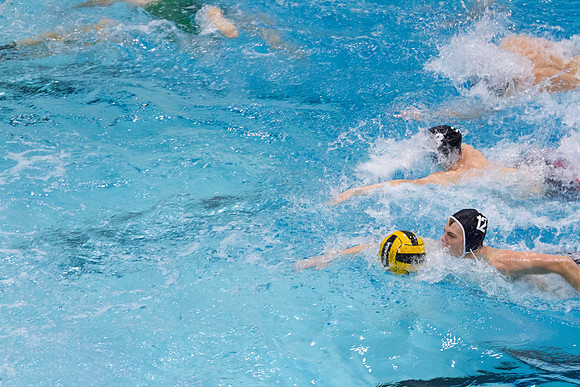 BYU-I students participate in the Competitive Men's Waterpolo league in the Hart Swimming Pool.