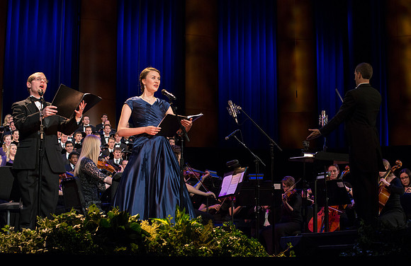 A BYU-Idaho Sacred Music Production performed in the BYU-Idaho Center, conducted by Dallin Hansen and written by Daniel Gawthrop.