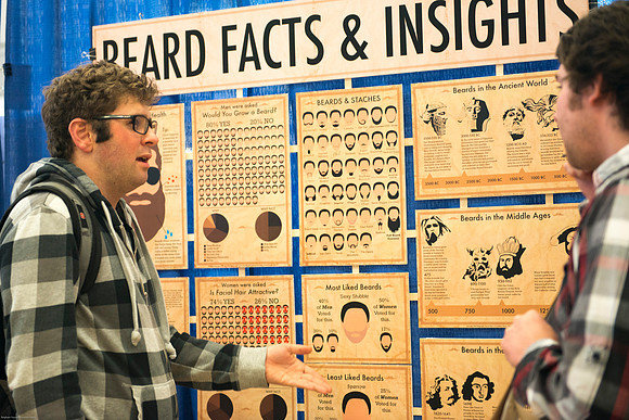Students present their projects for the Student Research and Creative Works Conference.