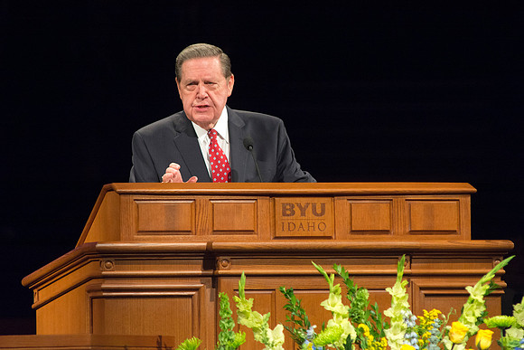 Elder Jeffrey R. Holland speaking at Brigham Young University-Idaho's Devotional