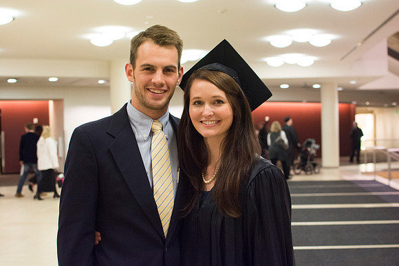 Graduate Amberlee Lovell with her boyfriend Luke Champion