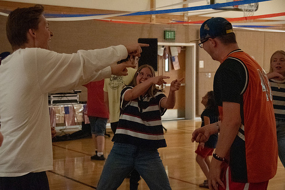 A Fourth of July party at the Hinckley Gym.