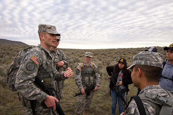 ROTC Cadets go out to the field at Beaver Dick Park to conduct a recon mission.