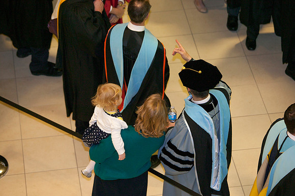 A BYU-Idaho faculty memeber directs a mother looking for her graduate.