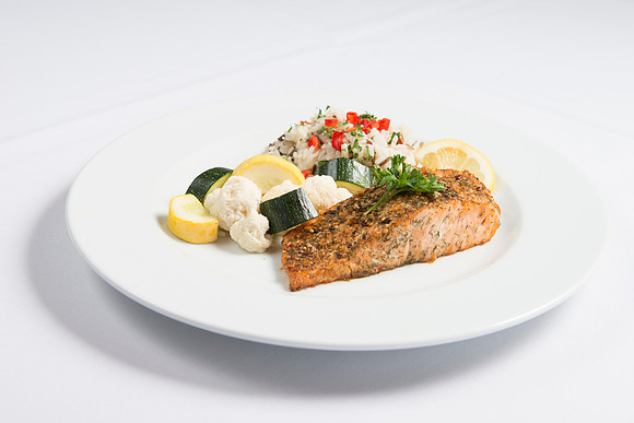 Salmon dinner plate.