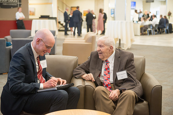 President Henry J Eyring hosts members of the President's Club who gather for a reception and banquet in the BYU-Idaho Marriott Center.