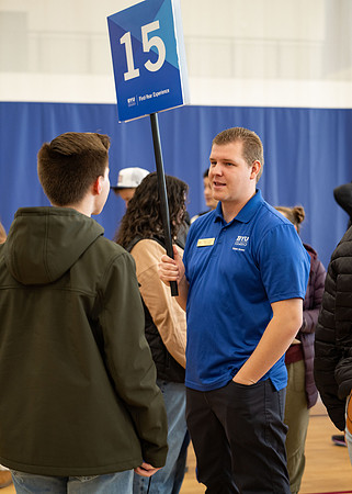 First year students at orientation check in.