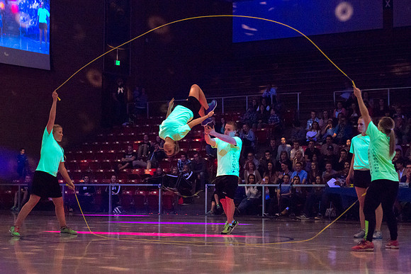 Brigham Young University-Idaho students, faculty and guests participate in the annual slam dunk competition held in the Hart Gym. Events included are the three-point shoot-out, a Spirit team performan