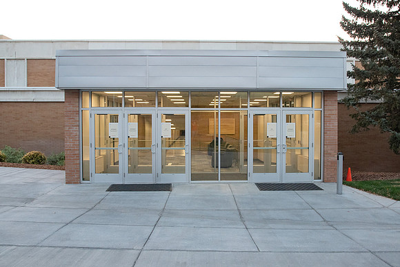 New doorway on east side of the Hart Building.