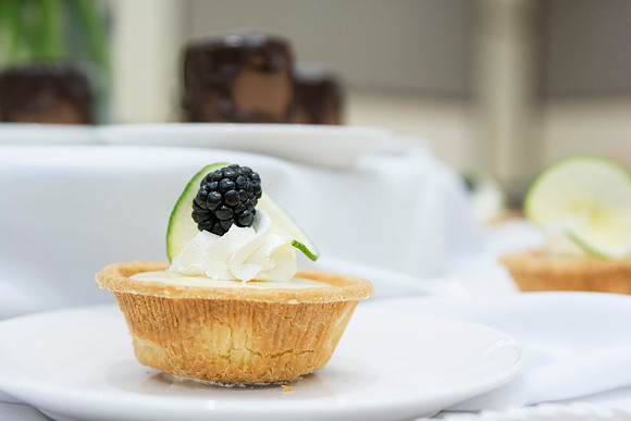 Minidort Chocolate Torte and Key Lime Tart is neatly organized on the dessert table for lunch during the 2014 Spring Semester PAC.