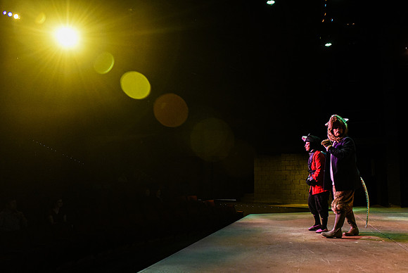 The theatre department's dress rehearsal of the Wind in the Willows in the Snow Drama Theatre.