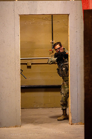 ROTC practices military tatics in an Advantage Airsoft facility.
