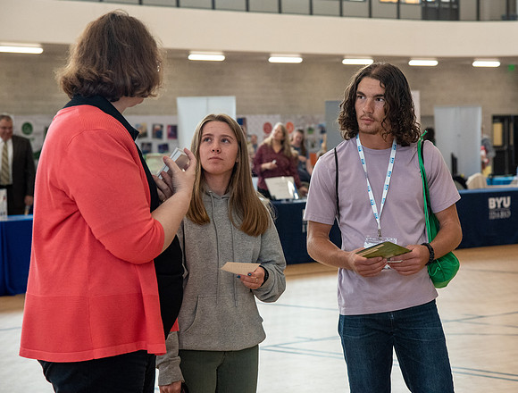 Prospective students learn about the academic departments at BYU-Idaho during Campus Day.